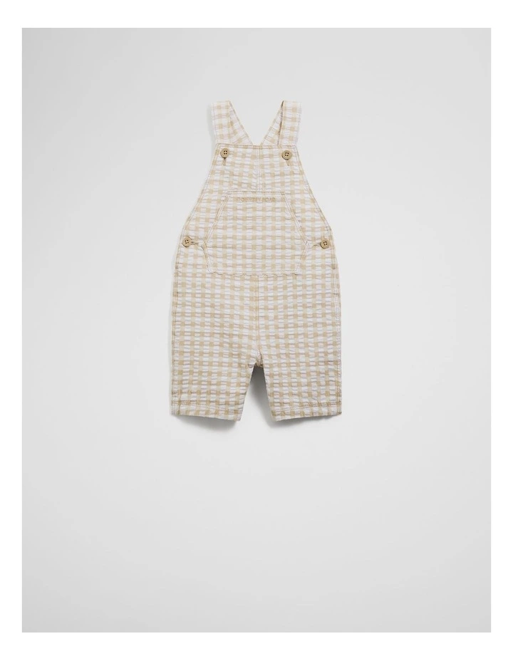 Gingham Overalls in Latte image 1