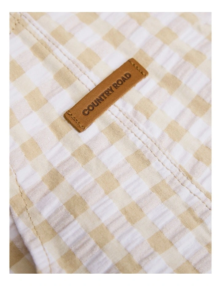 Gingham Overalls in Latte image 2