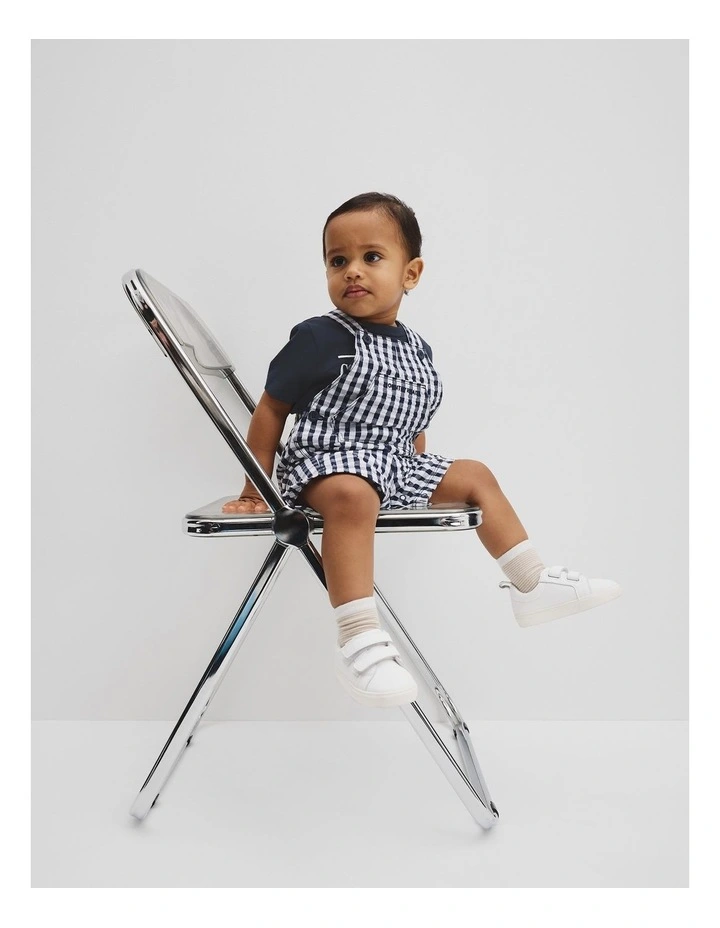 Gingham Overalls in Navy image 1