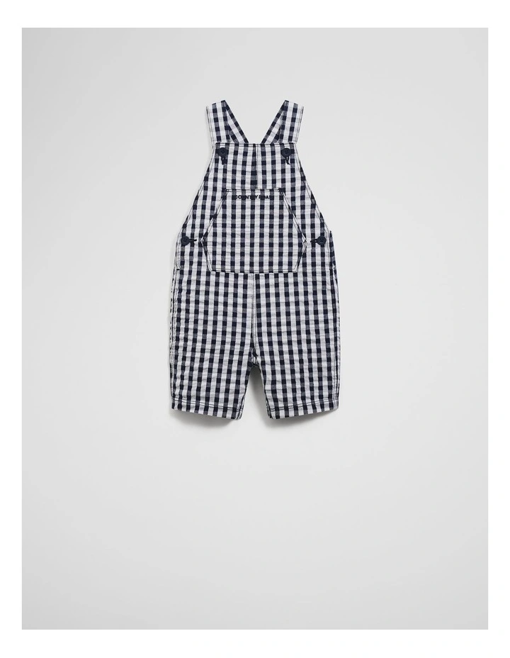 Gingham Overalls in Navy image 4
