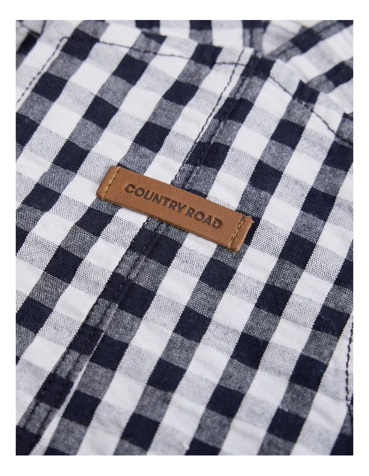 Gingham Overalls in Navy image 5