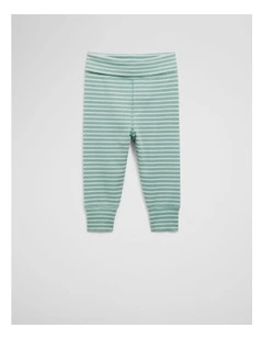 Organically Grown Cotton Fold-over Soft Pant in Blue Gum Stripe