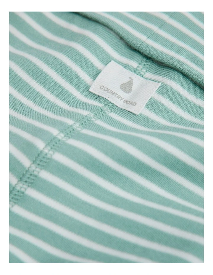 Organically Grown Cotton Fold-over Soft Pant in Blue Gum Stripe image 2