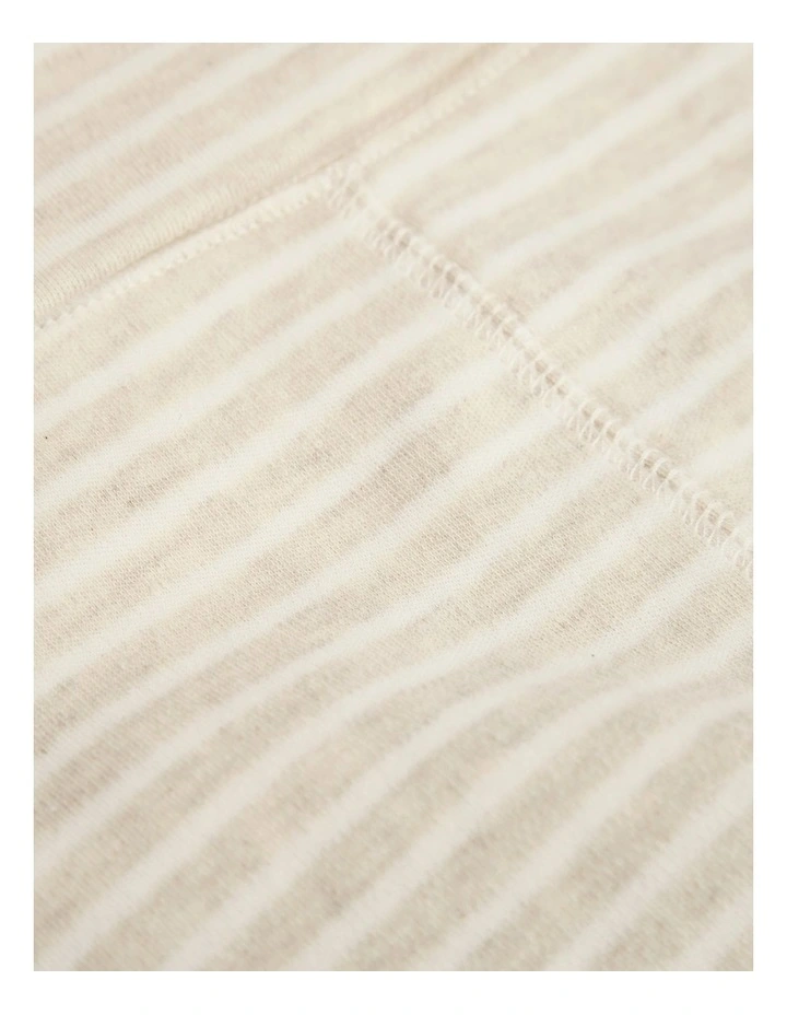 Organically Grown Cotton Fold-over Soft Pant in Oatmeal Stripe image 2