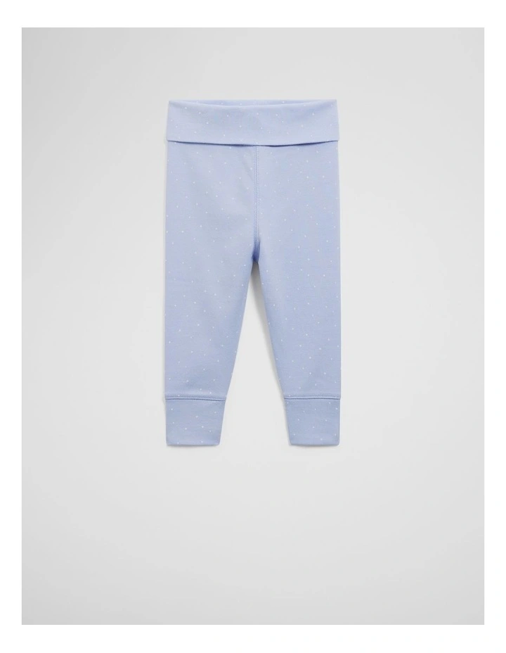 Organically Grown Cotton Fold Over Soft Pant in Bluebell Spot image 1