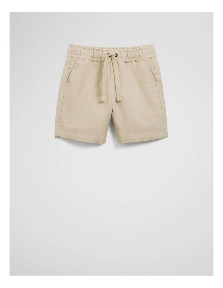Cotton Linen Short in Oat image 1