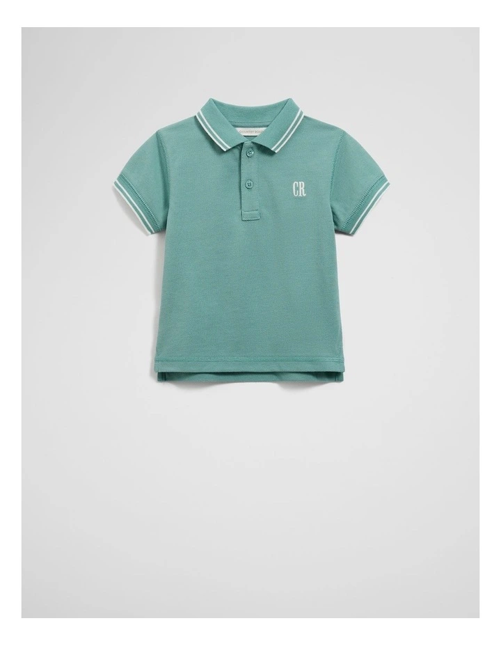Organically Grown Cotton Logo Polo Shirt in Blue Gum image 1