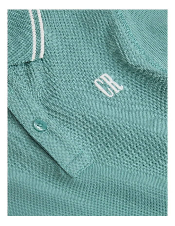 Organically Grown Cotton Logo Polo Shirt in Blue Gum image 2