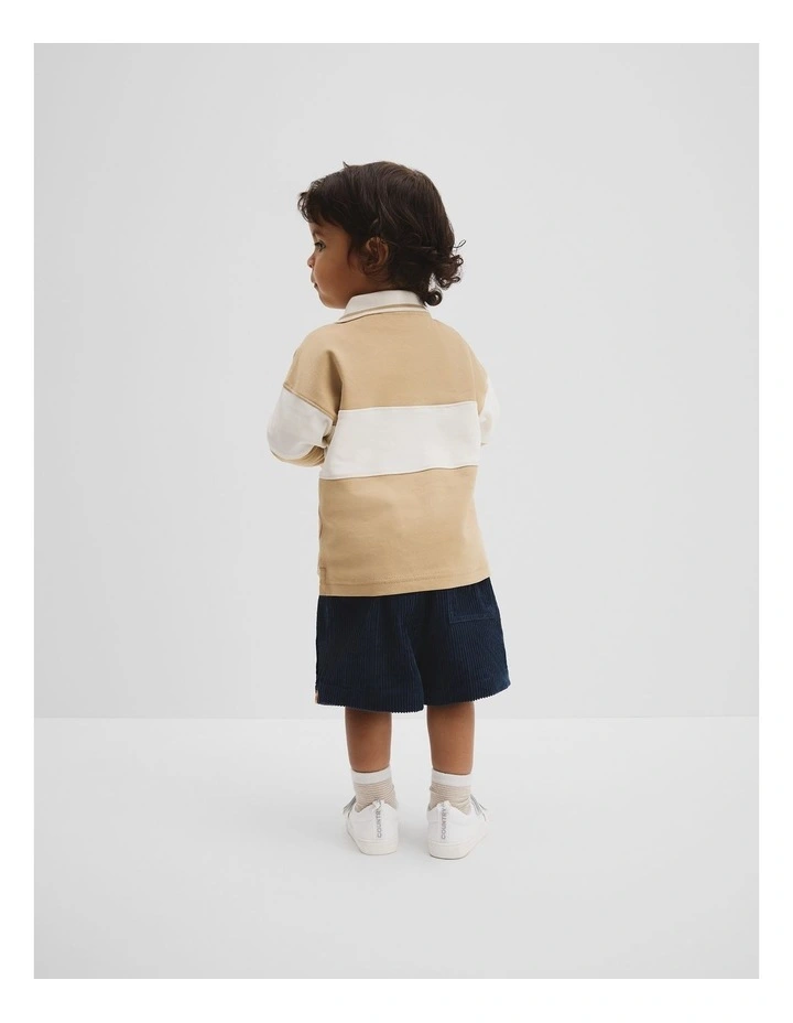 Organically Grown Cotton Logo Rugby T-shirt in Latte image 3