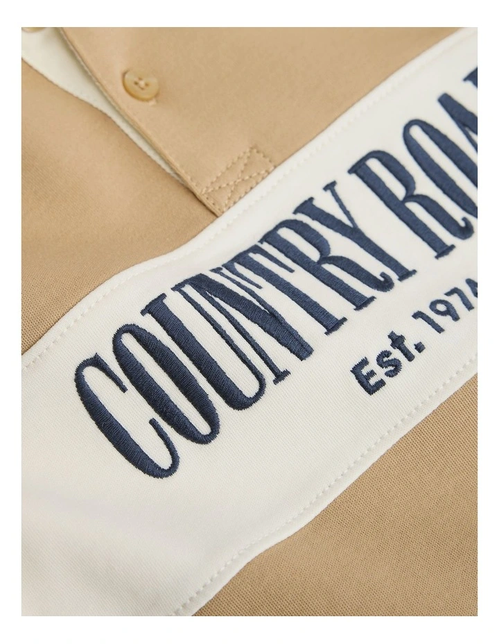 Organically Grown Cotton Logo Rugby T-shirt in Latte image 5