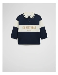 Organically Grown Cotton Logo Rugby T-shirt in Midnight