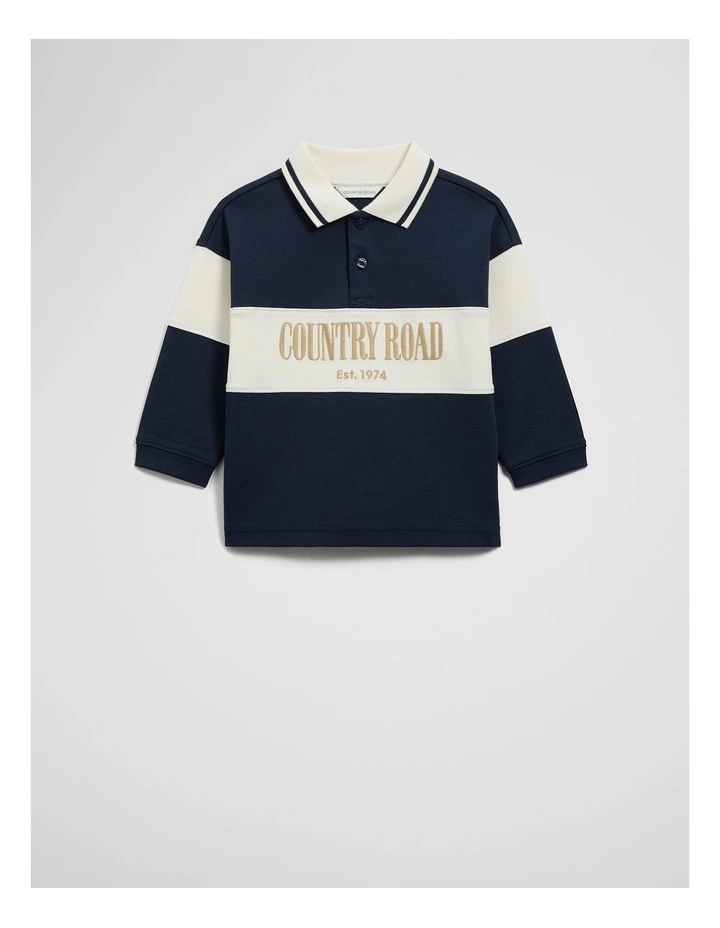 Organically Grown Cotton Logo Rugby T-shirt in Midnight image 1