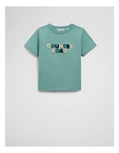 Organically Grown Cotton Boucle Logo T-shirt in Blue Gum