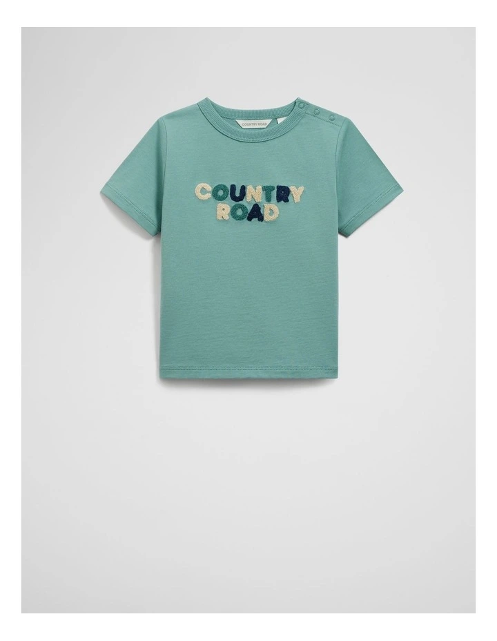 Organically Grown Cotton Boucle Logo T-shirt in Blue Gum image 1