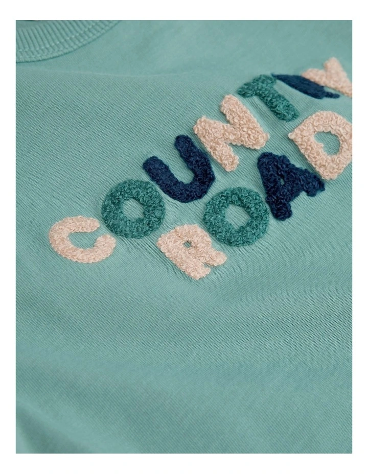 Organically Grown Cotton Boucle Logo T-shirt in Blue Gum image 2