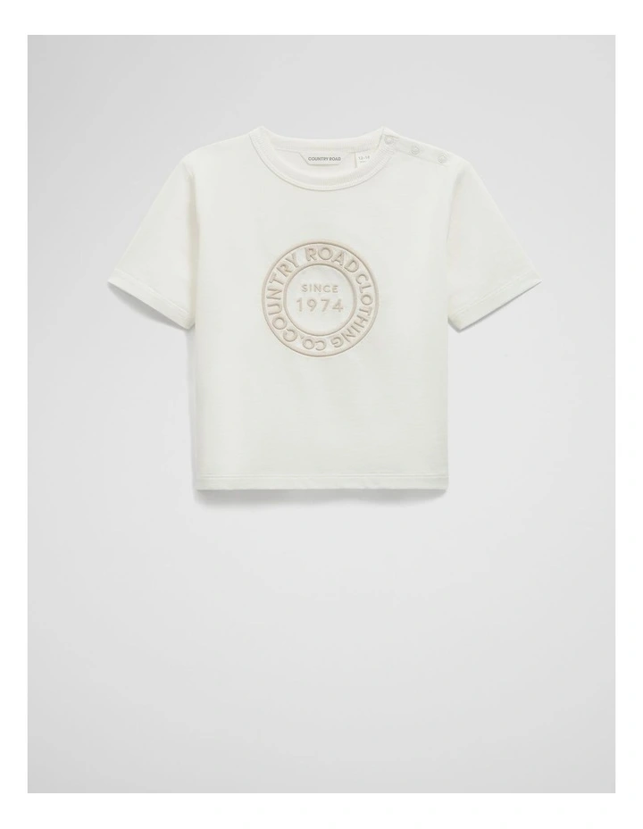 Australian Cotton Circle Logo T-shirt in Marshmallow image 4