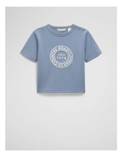 Australian Cotton Circle Logo T-shirt in Slate Blue