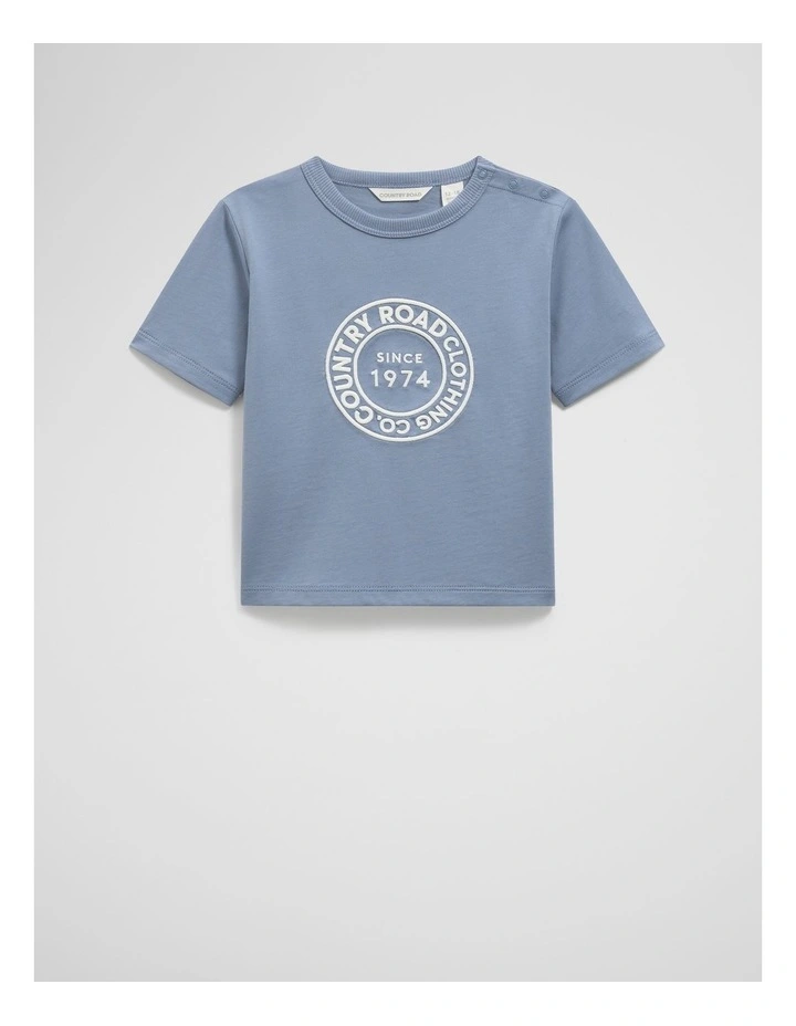 Australian Cotton Circle Logo T-shirt in Slate Blue image 1