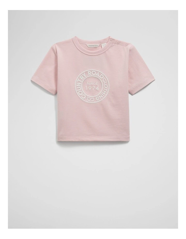 Australian Cotton Circle Logo T-shirt in Mineral Pink image 1