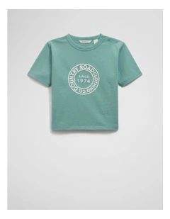 Australian Cotton Circle Logo T-shirt in Blue Gum