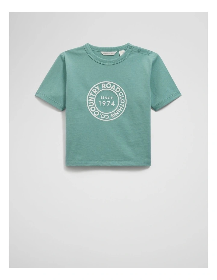 Australian Cotton Circle Logo T-shirt in Blue Gum image 1