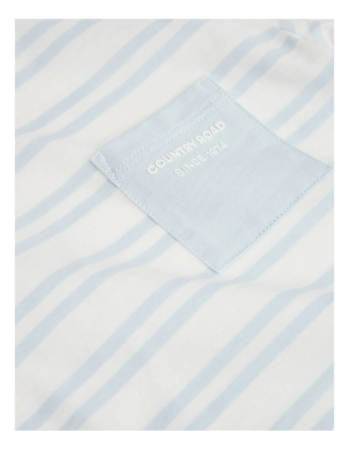Organically Grown Cotton Country Road Pocket T-shirt in Soft Blue Stripe image 2