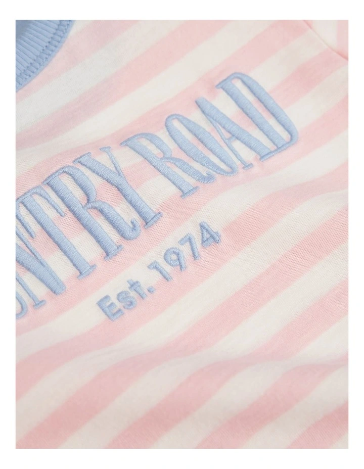Organically Grown Cotton Heritage T-shirt in Mineral Pink Stripe image 2