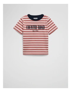Organically Grown Cotton Heritage T-shirt in Faded Red Stripe