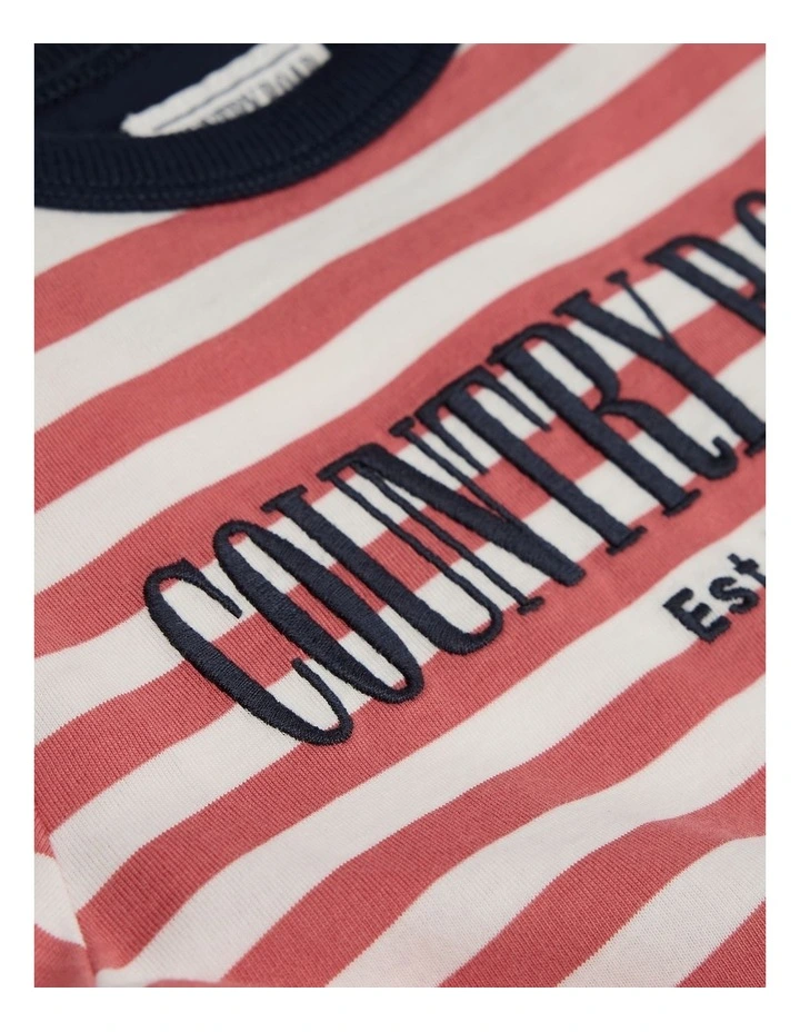 Organically Grown Cotton Heritage T-shirt in Faded Red Stripe image 2