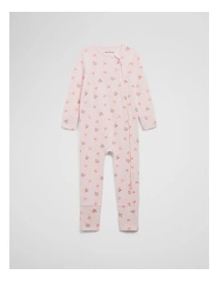 Organically Grown Cotton Waffle Jumpsuit in Pink Floral