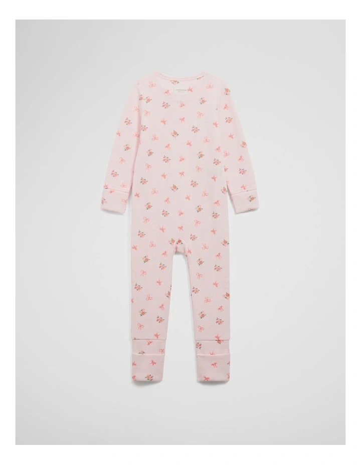 Organically Grown Cotton Waffle Jumpsuit in Pink Floral image 2