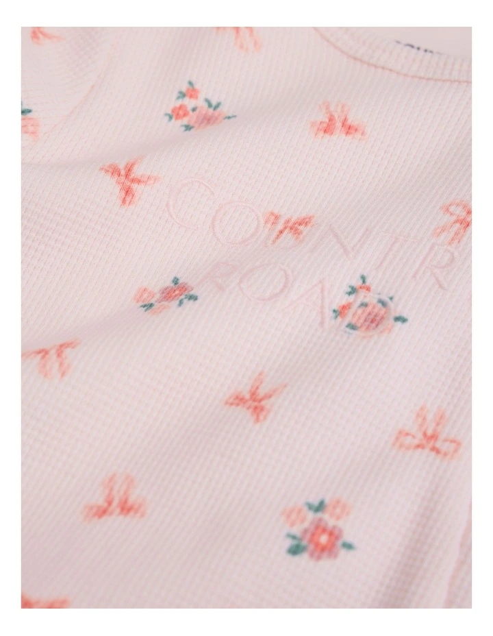 Organically Grown Cotton Waffle Jumpsuit in Pink Floral image 3