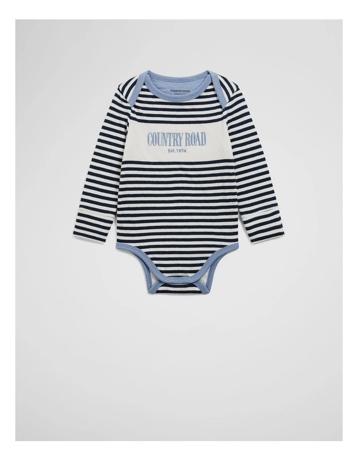 Organically Grown Cotton Long Sleeve Heritage Bodysuit in Navy image 3