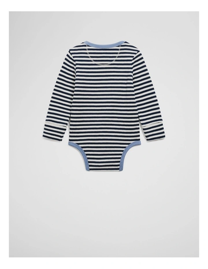 Organically Grown Cotton Long Sleeve Heritage Bodysuit in Navy image 4