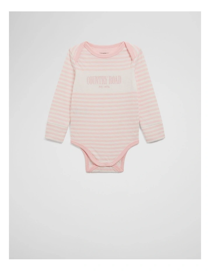 Organically Grown Cotton Long Sleeve Heritage Bodysuit in Mineral Pink image 1