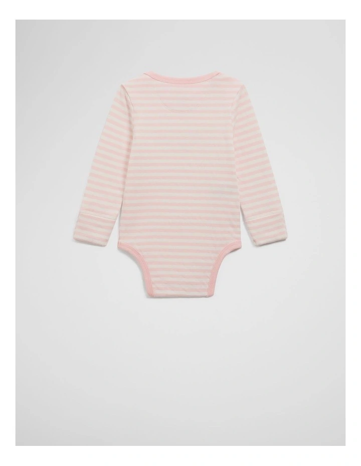 Organically Grown Cotton Long Sleeve Heritage Bodysuit in Mineral Pink image 2