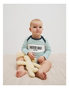Organically Grown Cotton Long Sleeve Heritage Bodysuit in Blue Gum