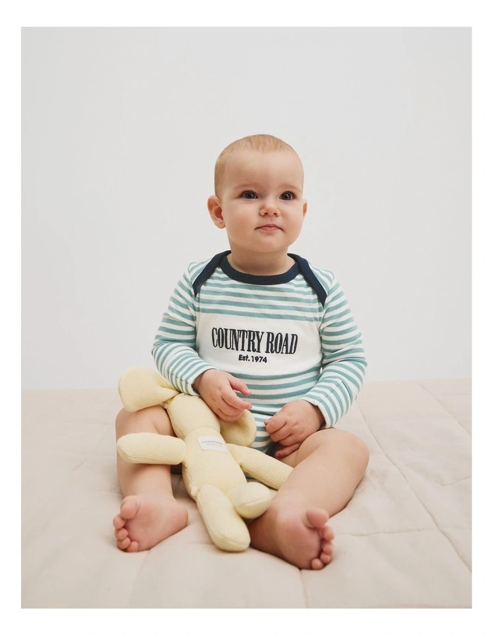 Organically Grown Cotton Long Sleeve Heritage Bodysuit in Blue Gum image 1