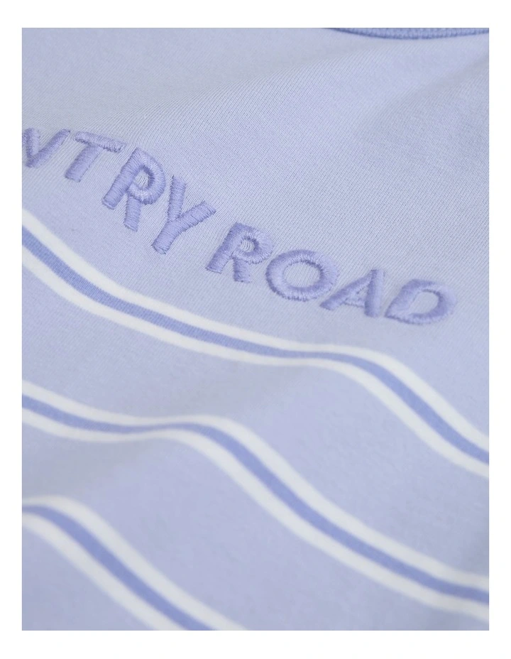 Organically Grown Cotton Stripe Logo T-shirt Bodysuit in Bluebell image 5