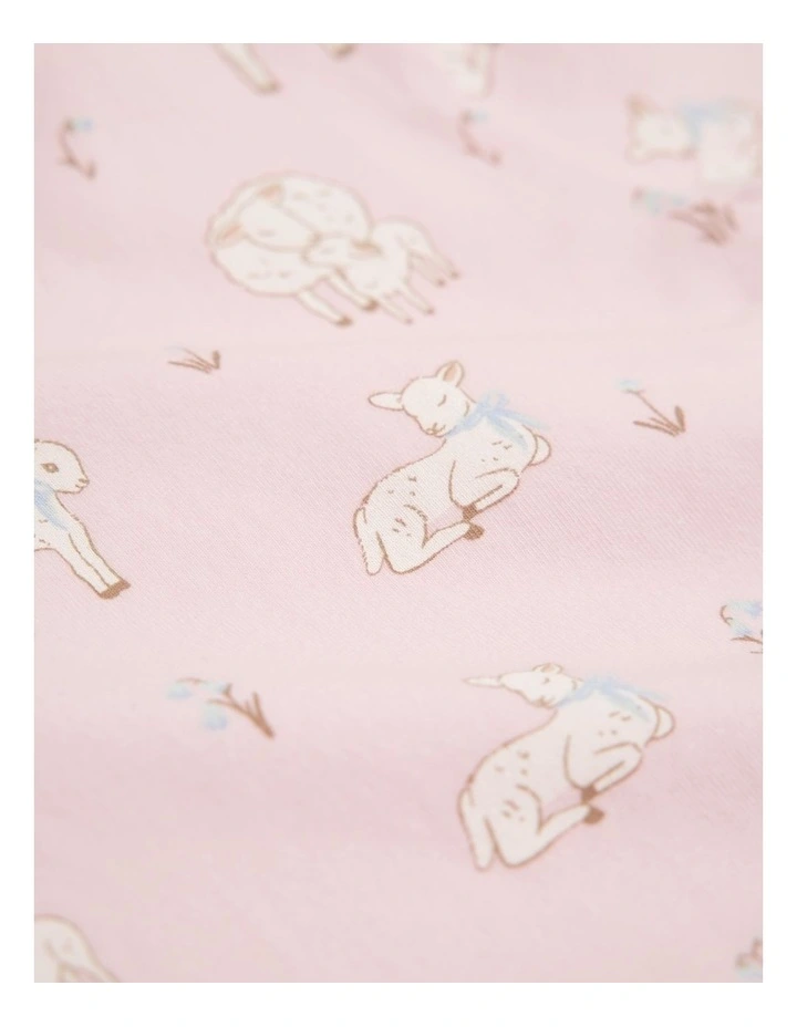 Organically Grown Cotton Lamb Print Long Sleeve Bodysuit in Mineral Pink image 5