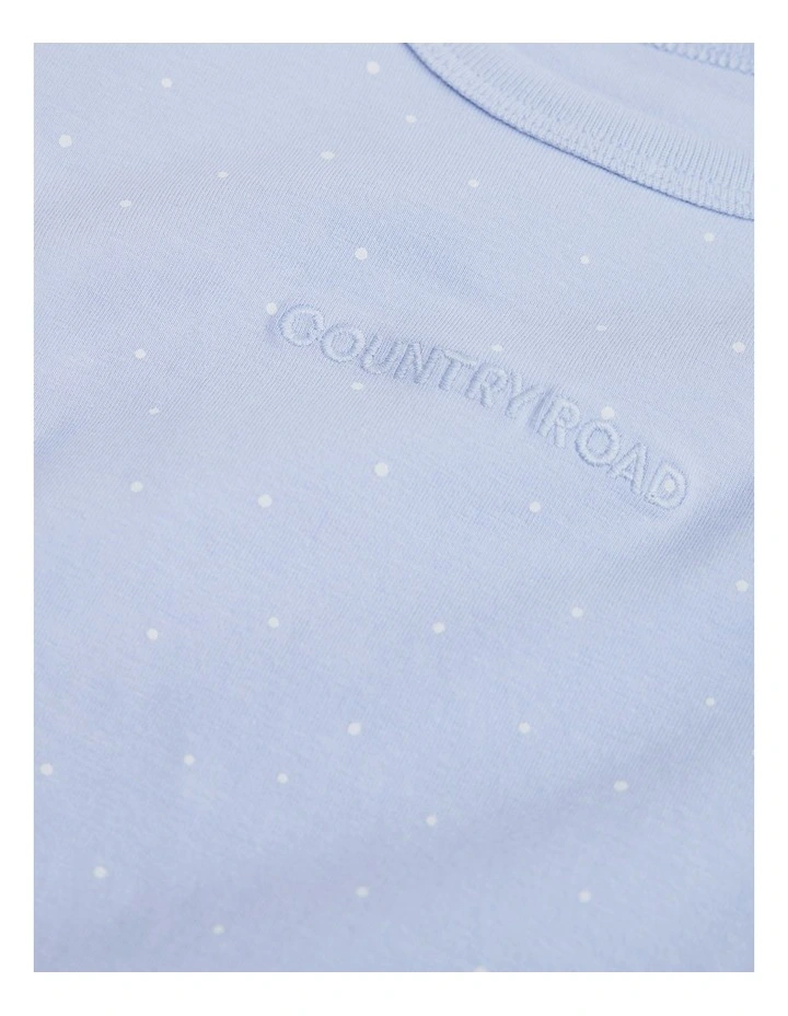 Frill Long Sleeve Logo Bodysuit in Bluebell Spot image 3