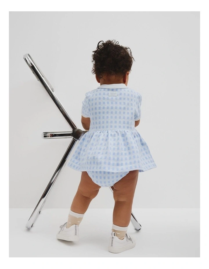 Organically Grown Cotton Polo Romper Dress in Bluebell image 3