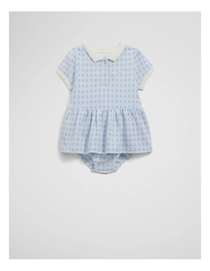Organically Grown Cotton Polo Romper Dress in Bluebell image 4
