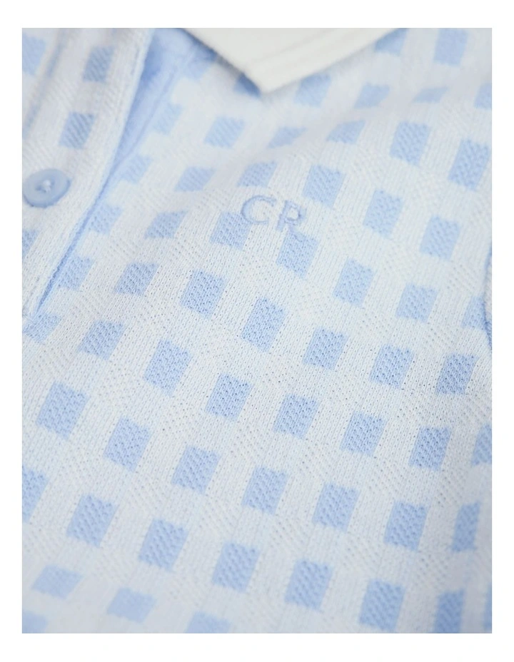Organically Grown Cotton Polo Romper Dress in Bluebell image 5