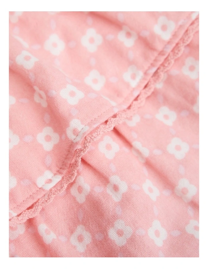 Organically Grown Cotton Tiered Romper Dress in Blush Pink image 2
