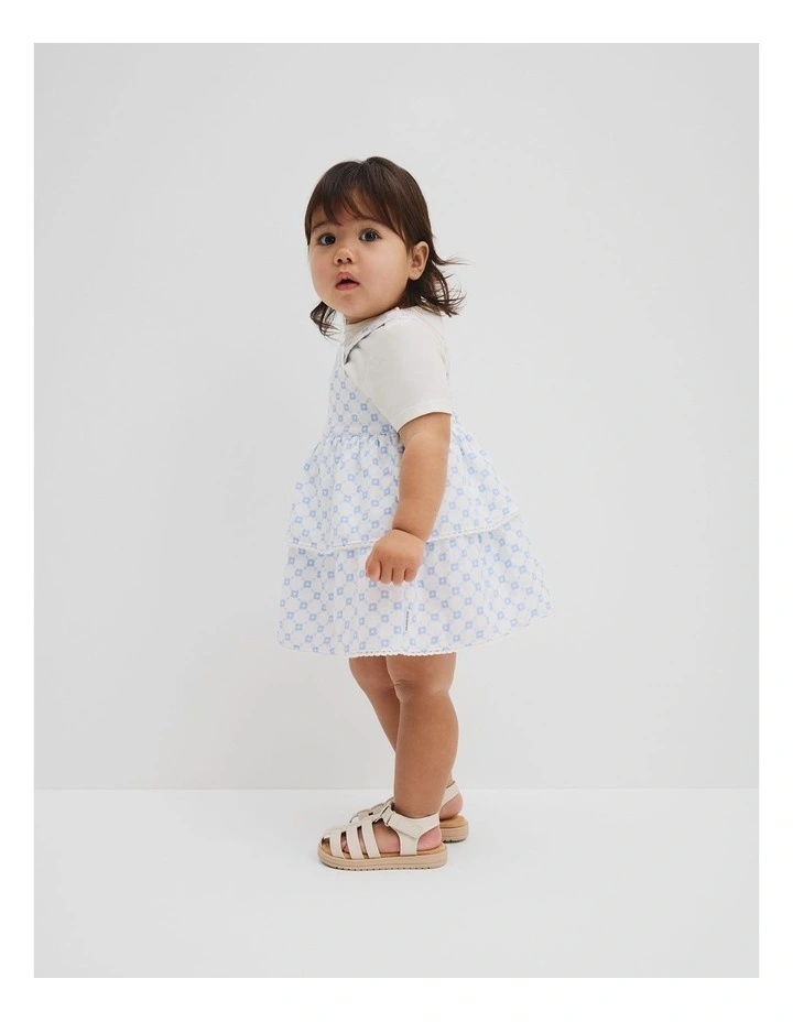 Organically Grown Cotton Tiered Romper Dress in Bluebell image 1