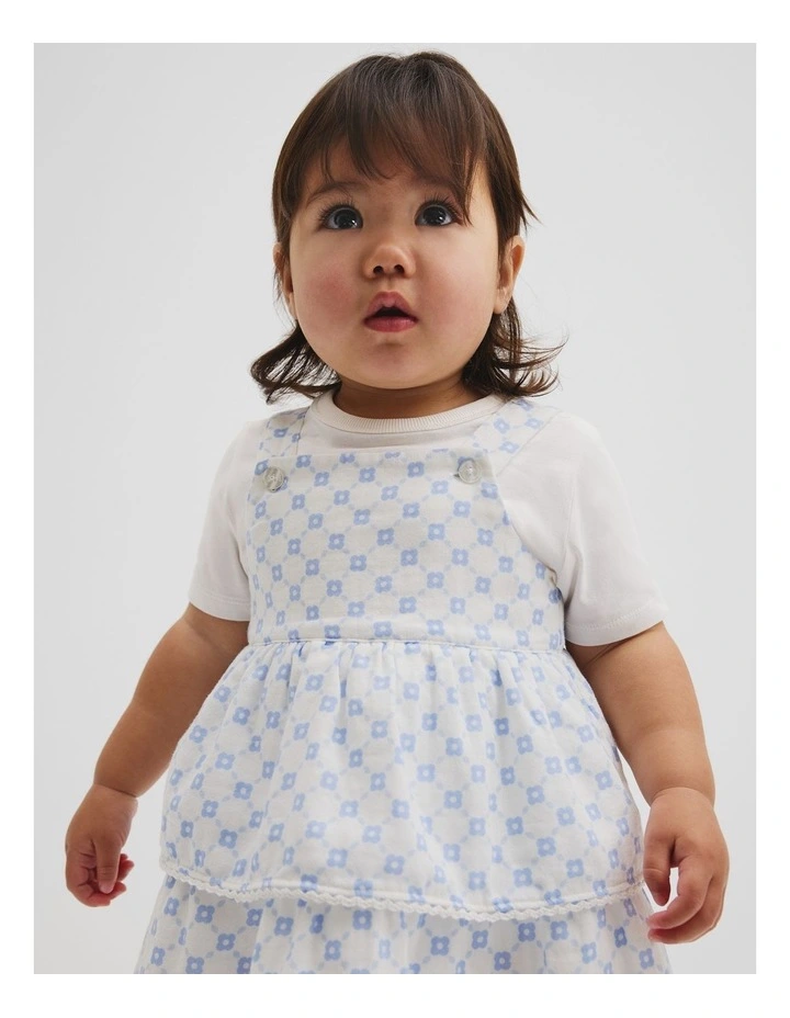 Organically Grown Cotton Tiered Romper Dress in Bluebell image 2