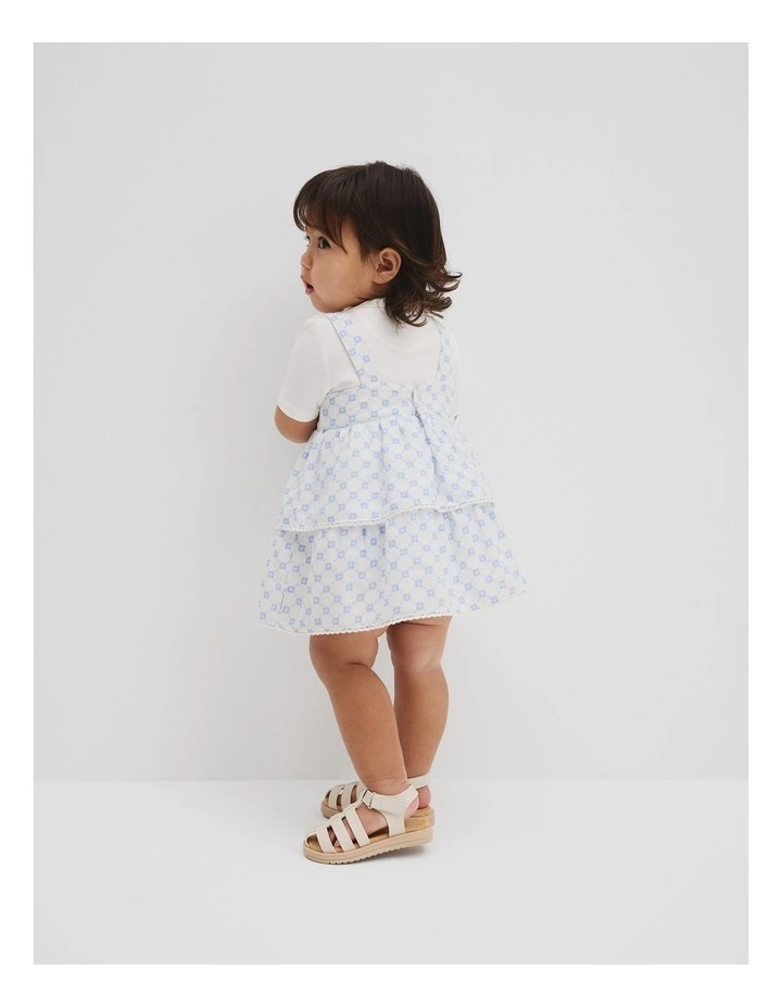 Organically Grown Cotton Tiered Romper Dress in Bluebell image 3