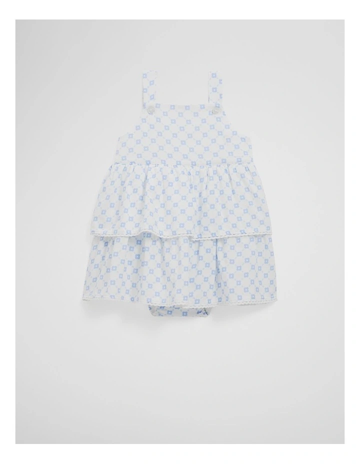 Organically Grown Cotton Tiered Romper Dress in Bluebell image 4