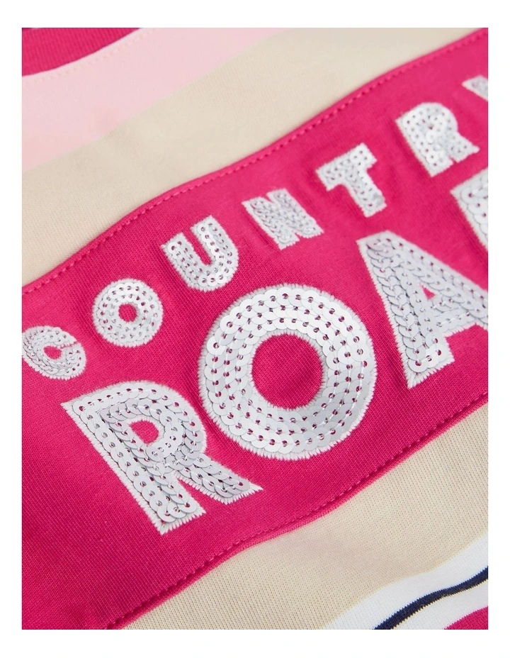 Organically Grown Cotton T-shirt Logo Dress in Pink Multi image 5
